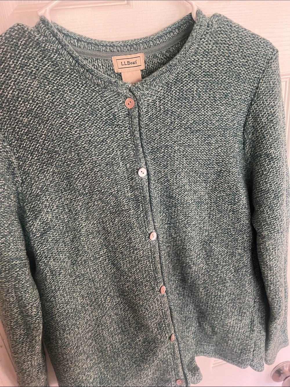 L.L. Bean Marled Teal Button-Front Women's Cardigan